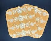 Pair of vintage Pyrex inspired Butterfly Gold pattern pot holders hot pads