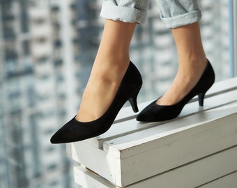 black kitty heels