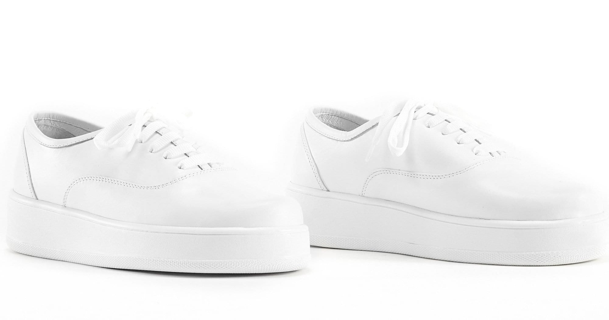 platform white leather sneakers