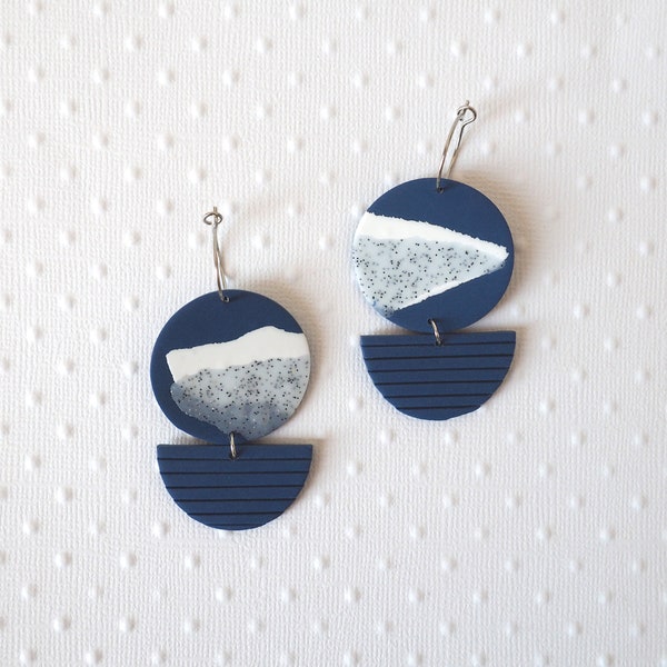 Boucles d'Oreilles Pendantes Everest | Made in France en Argile Polymère | Bijoux Minimalistes Helka Atelier