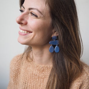 Sia Earrings - Helka Atelier - Translucent Midnight Blue - Made in France
