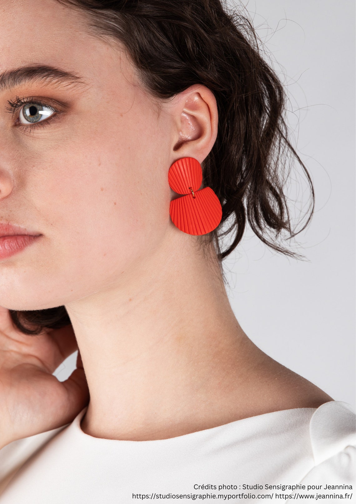 Boucles d'oreilles rouges texturées | Made in France en Argile Polymère ...