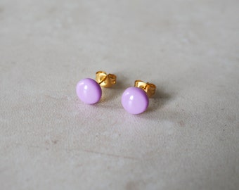 Petites puces d'oreilles - Boucles d'oreilles violettes, mauve, lilas, lavande - Taille mini - Argile polymère