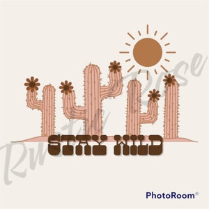 Boho Western Cactus PNG Download~Retro Design
