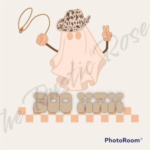 Boo Haw Ghost Retro Western  Halloween PNG Download