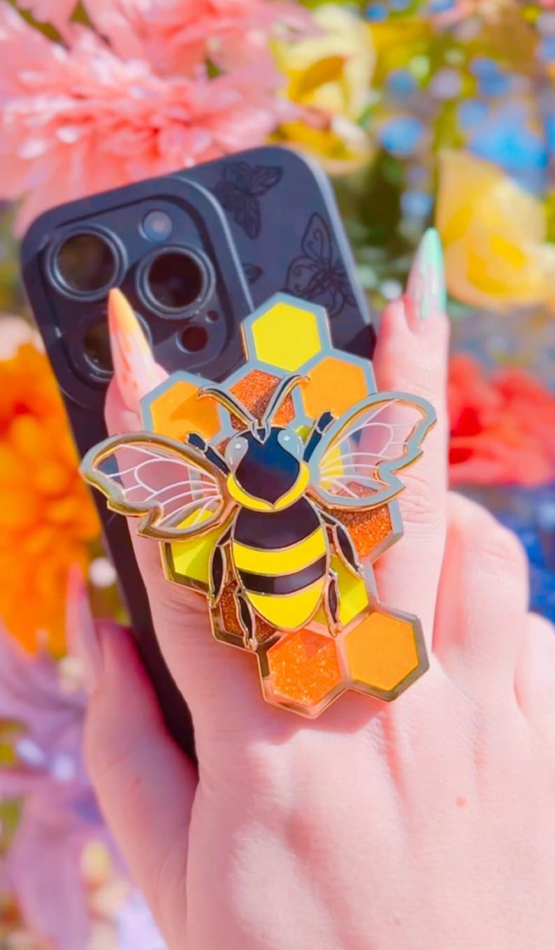 AliceLolitaCreations Bumblebee Enamel Phone Grip - Thumbnail 4