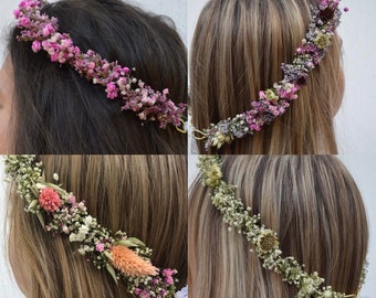 Trockenblumenhaarkranz DIY SET zum selber machen Blumenkranz Blumenhaarkranz Hochzeit Haarkranz Trockenblumen Brautjungfern JGA Diy