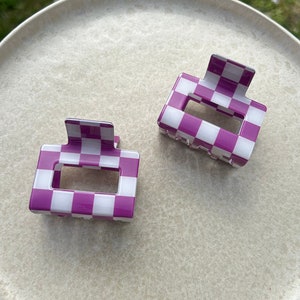 Hair clip checkered hair clip hair clip hairstyle hair pastel colorful midi purple gift