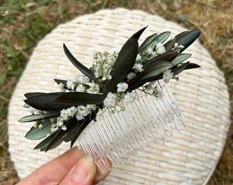 Peine de pelo "Oliva" peine hecho de flores secas peine de boda flores secas peinado nupcial