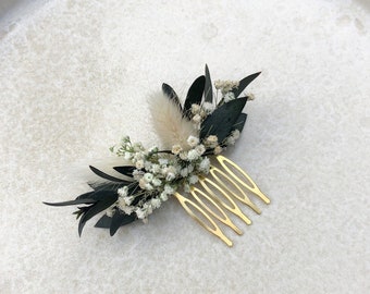 Hair comb small | Comb made of dried flowers wedding comb dried flowers bridal hairstyle gold