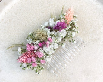 Haarkam kam gemaakt van gedroogde bloemen trouwkam gedroogde bloemen bruidskapsel