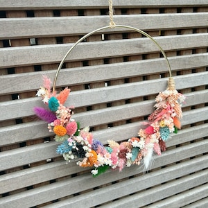 Dried flower wreath “Singapore” wall wreath door wreath gold colorful