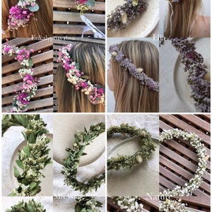 Trockenblumenhaarkranz DIY SET zum selber machen Blumenkranz Blumenhaarkranz Hochzeit Haarkranz Trockenblumen Brautjungfern JGA Diy imagem 5