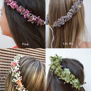 Trockenblumenhaarkranz DIY SET zum selber machen Blumenkranz Blumenhaarkranz Hochzeit Haarkranz Trockenblumen Brautjungfern JGA Diy Bild 9