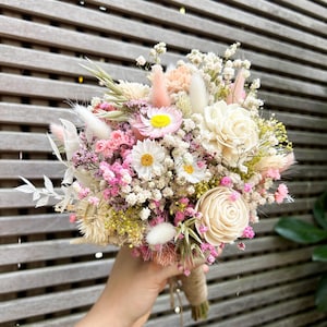 Set di ghirlanda per capelli con bouquet da sposa, spilla &quot;English Tea Garden&quot;, pettine per bouquet da sposa, fiori bianchi, accessori per capelli, fiori di campo pastello, rosa