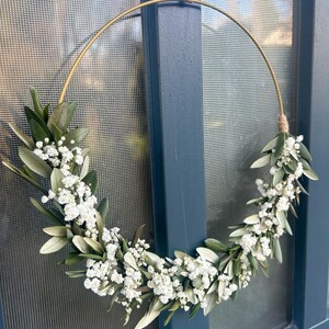Dried flower wreath “Rethymno” wall wreath door wreath olive decoration dried flowers boho decorative wreath gift olive gypsophila white green dried image 9