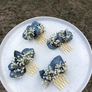 Hair comb small Comb made of dried flowers wedding comb dried flowers bridal hairstyle gold eucalyptus white image 5