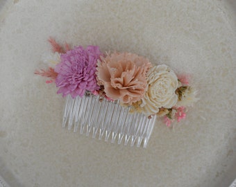 Ensemble de mariage peigne « Summerlove » fleurs durables peigne à cheveux bouquet de mariée épingle à cheveux avec fleurs en bois durables et fleurs séchées