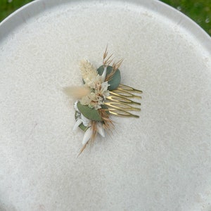 Haarkamm Pampas Dream Eukalyptus klein Kamm aus Trockenblumen Hochzeit Steckkamm Trockenblumen Brautfrisur gold Bild 2