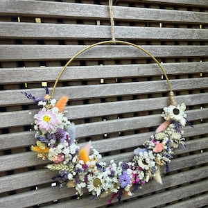 Corona di fiori secchi "Provenza" corona da parete corona da porta decorazione gipsofila fiori di paglia corona arancione gialla corona decorativa fiore di paglia lavanda colorata pastello
