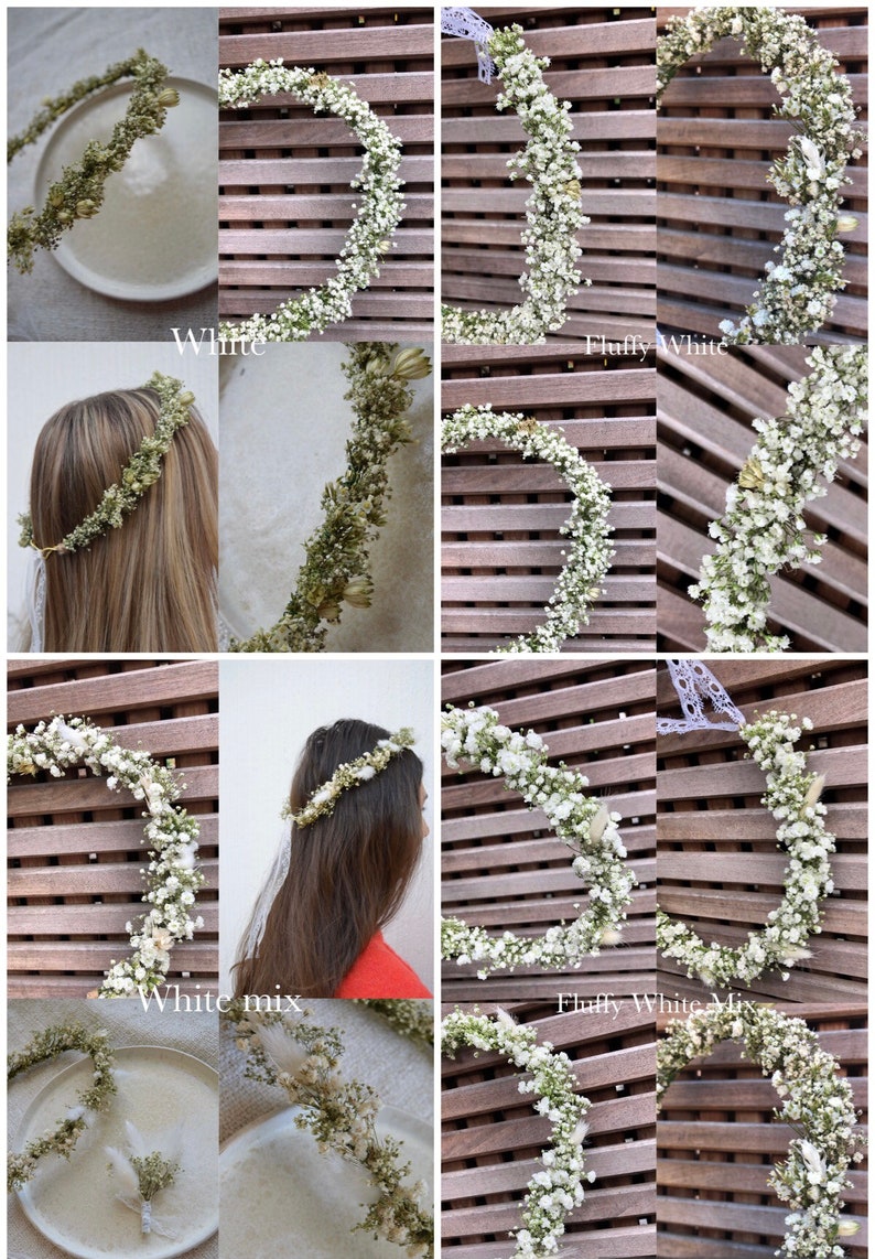 Trockenblumenhaarkranz DIY SET zum selber machen Blumenkranz Blumenhaarkranz Hochzeit Haarkranz Trockenblumen Brautjungfern JGA Diy Bild 4