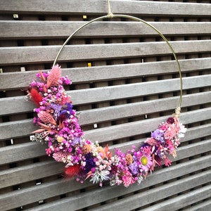 Dried flower wreath “Monteverde” wall wreath door wreath decoration boho beach lilac pink white gold 25 cm