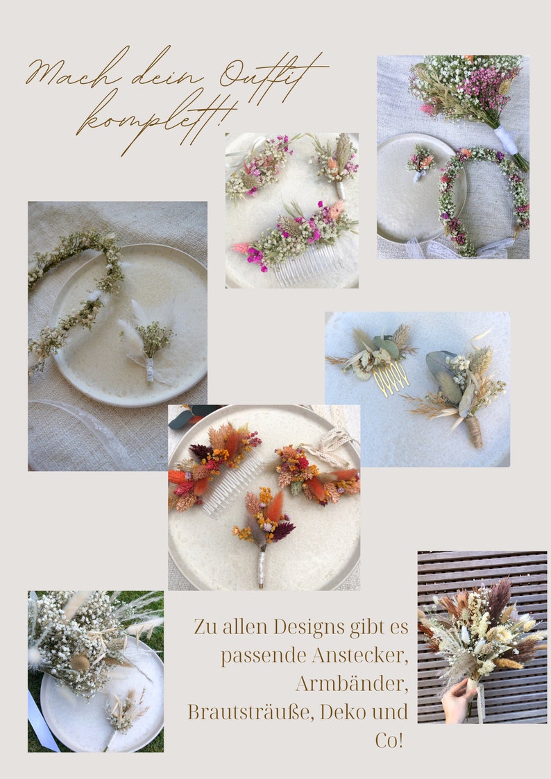 Haarkamm Belle Kamm aus Trockenblumen Hochzeit Steckkamm Trockenblumen Brautfrisur Bild 8