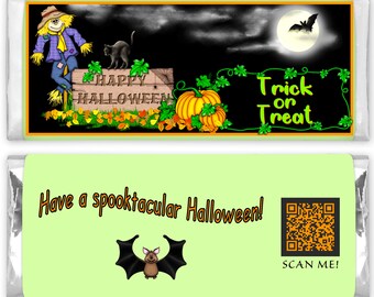 Halloween Candy Bar Wrapper with Song QR Code, Halloween Candy Wrapper, Hershey Wrapper, Instant Download, Printable Candy Bar Wrapper