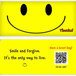 Thank You Candy Bar Wrapper with QR Code Song, Smile Candy Wrapper, Hershey Wrapper, Instant Download, Printable Candy Bar Wrapper