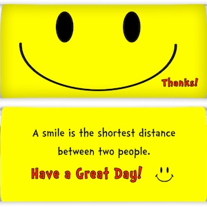 Thank You Candy Bar Wrapper, Smile Candy Wrapper, Hershey Wrapper, Instant Download, Printable Candy Bar Wrapper