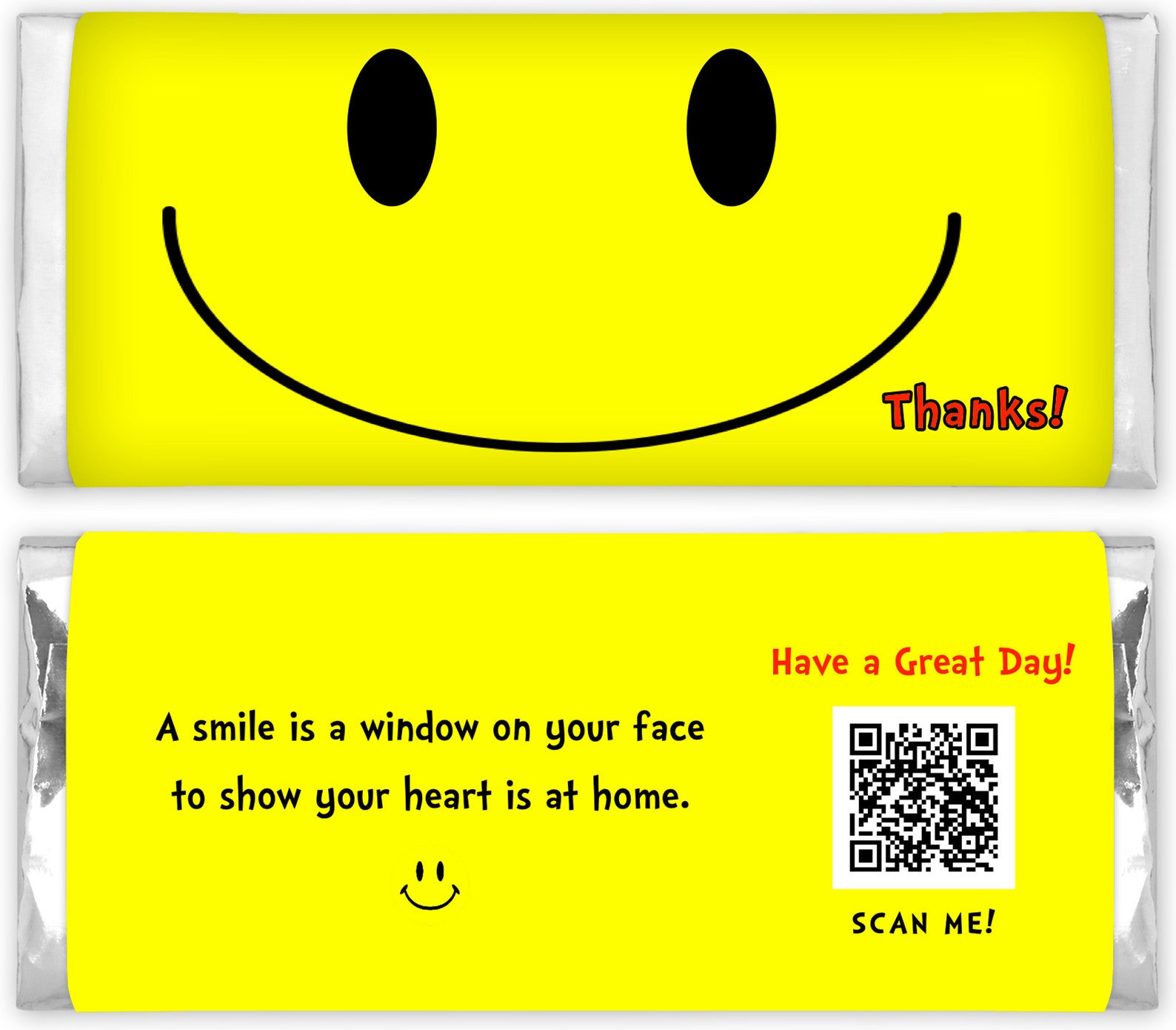 Thank You Candy Bar Wrapper With QR Code Song Smile Candy - Etsy