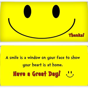 Thank You Candy Bar Wrapper, Smile Candy Wrapper, Hershey Wrapper, Instant Download, Printable Candy Bar Wrapper