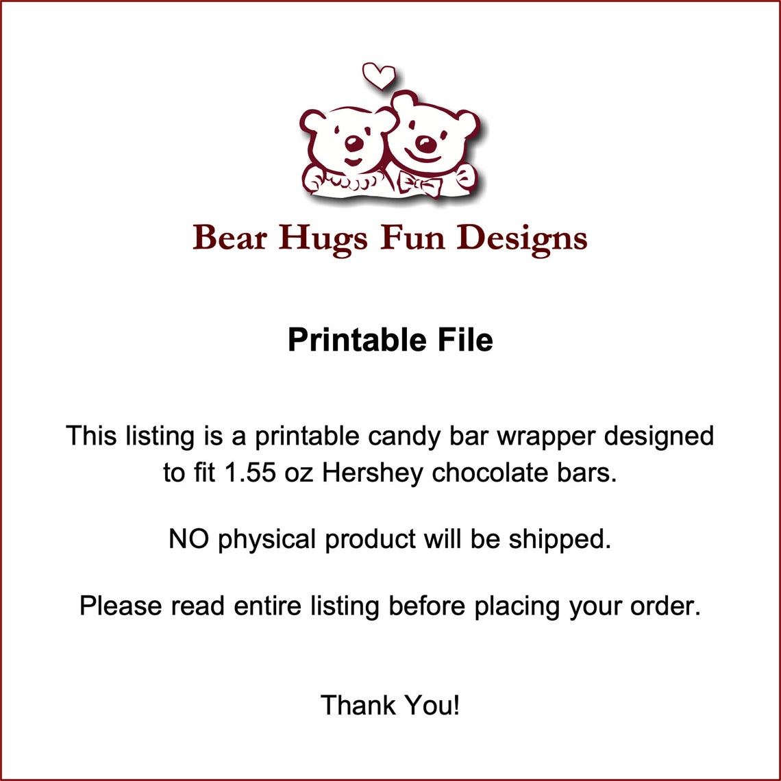 Thank You Candy Bar Wrapper, Smile Candy Wrapper, Hershey Wrapper ...
