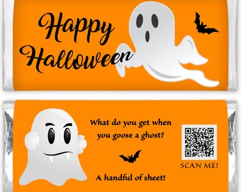 Halloween Candy Bar Wrapper with Song QR Code, Halloween Candy Wrapper, Hershey Wrapper, Instant Download, Printable Candy Bar Wrapper