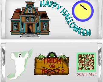 Halloween Candy Bar Wrapper with Song QR Code, Halloween Candy Wrapper, Hershey Wrapper, Instant Download, Printable Candy Bar Wrapper