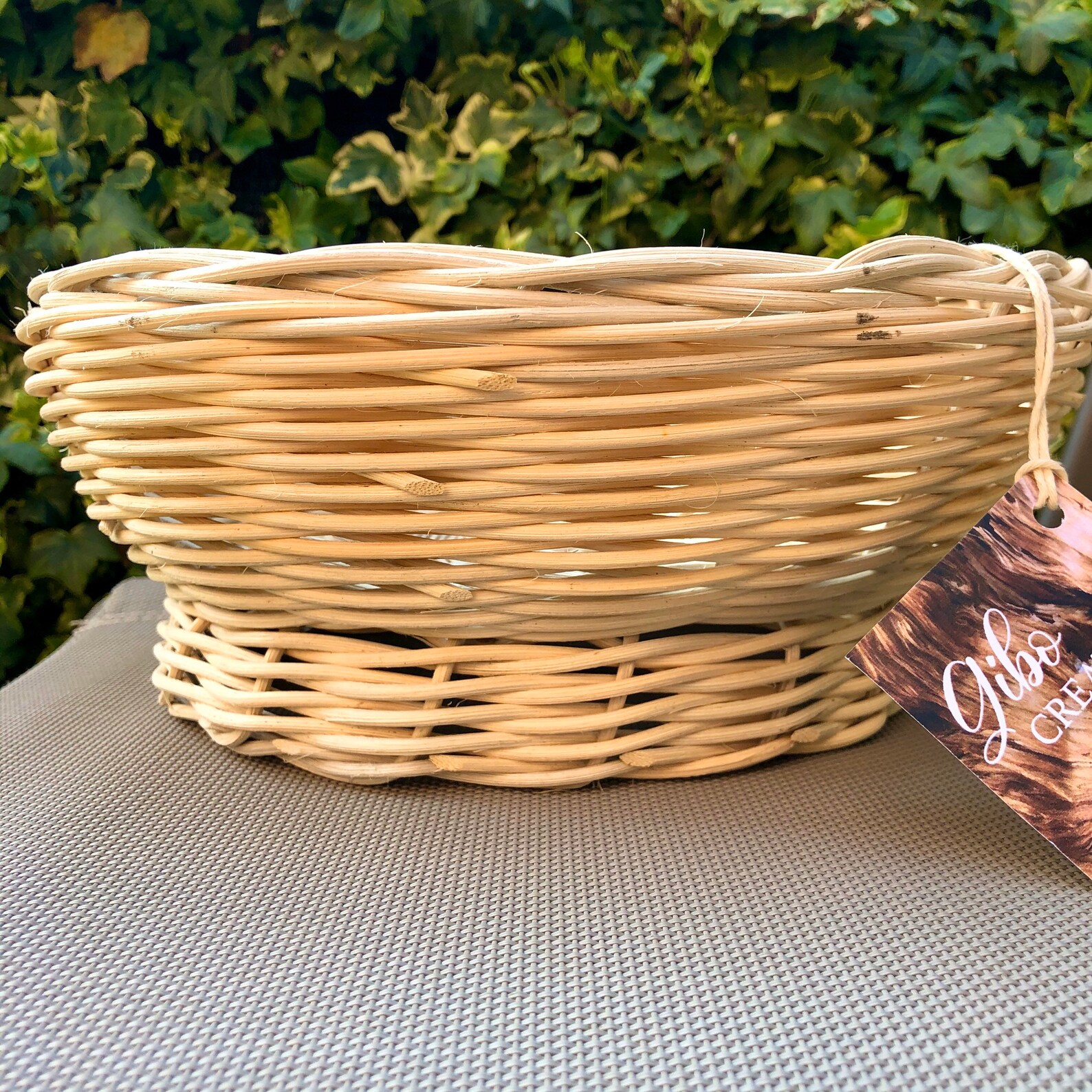 Handmade wicker basket Made in Italy bath towels courtesy Etsy