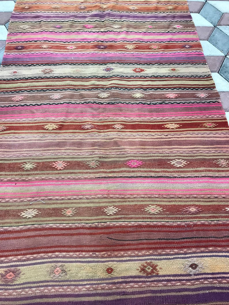 Turkish Natural Cicim Rug 4.6 x 9.1 Ft 1.40x2.78 Turkish Rug Vintage Rug Turkish Medium Anatolia Rug Bohemian Rug Area Rug 5x9