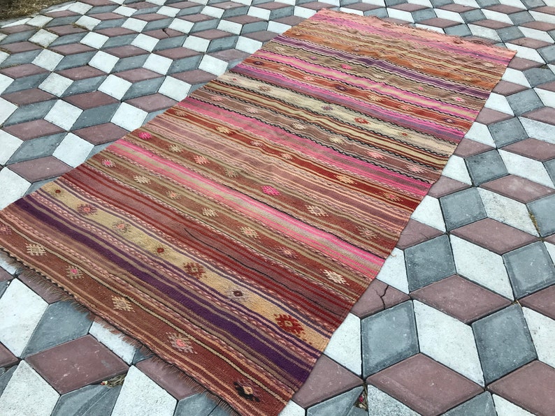 Turkish Natural Cicim Rug 4.6 x 9.1 Ft 1.40x2.78 Turkish Rug Vintage Rug Turkish Medium Anatolia Rug Bohemian Rug Area Rug 5x9