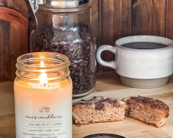 Coffeehouse Soy Candle| Roasted Coffee + Vanilla +  Maple | Non-toxic, natural soy, burns clean, earth friendly, phthalate free