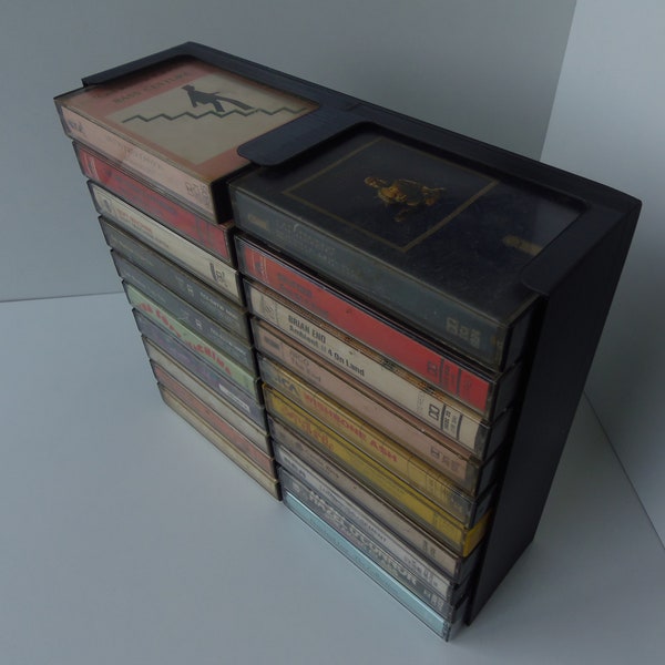 Audio Cassette Tape Fach (für 20 Bänder, 2x10) Aufbewahrung / Halter / Ständer / Rack / Box