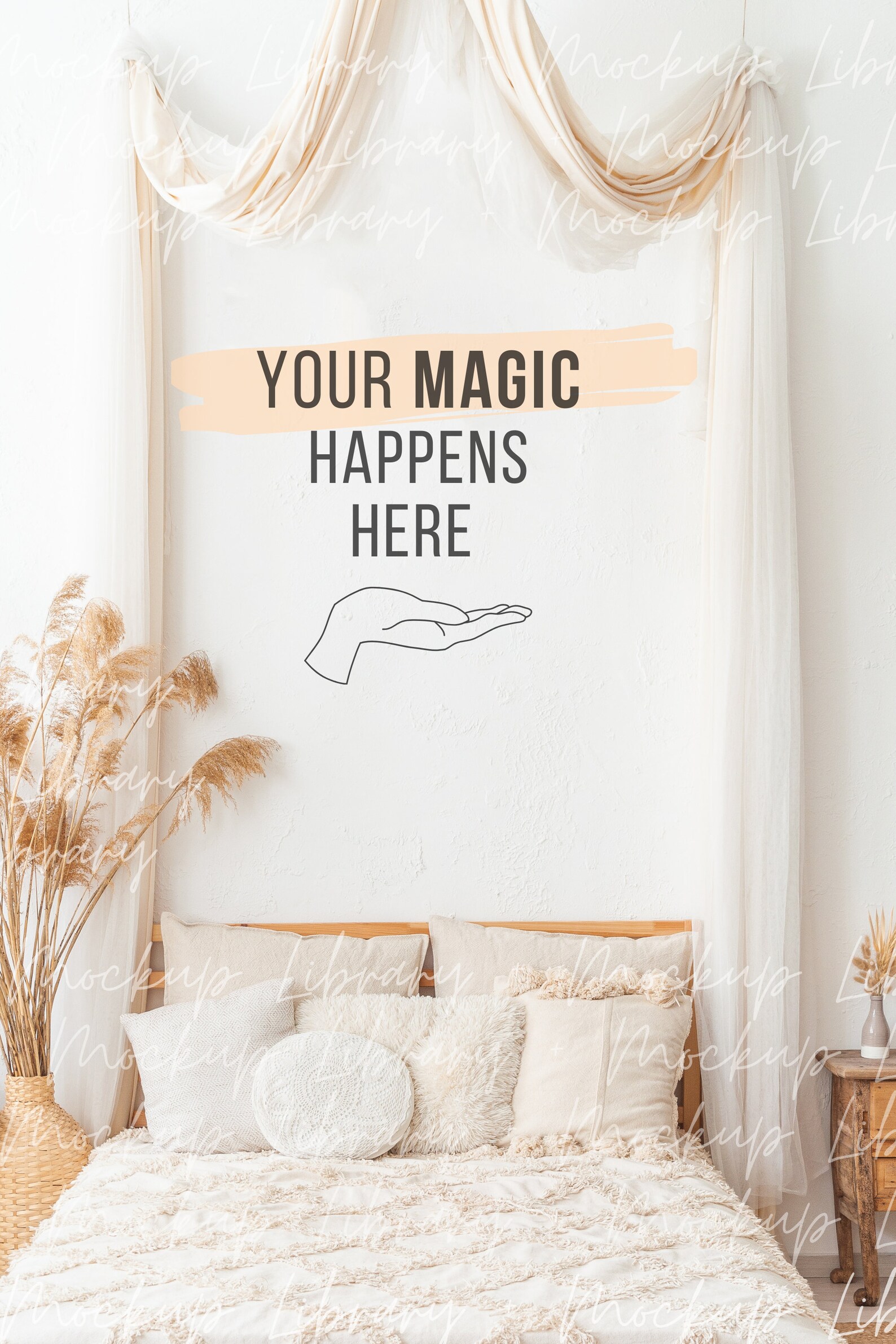 Download Bedroom mock up Bed mockup Background for arts Poster | Etsy