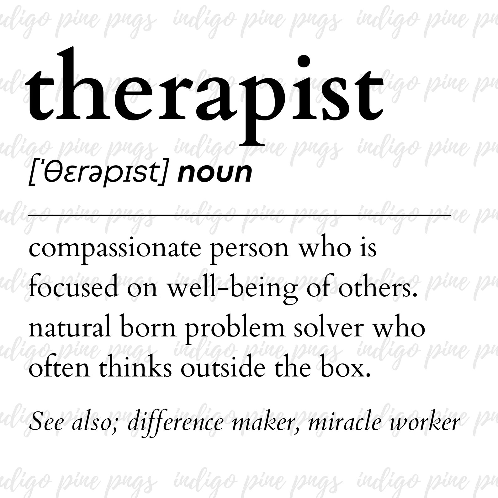 Therapist Definition Therapist PNG Therapist Sublimation Etsy