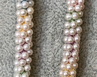 Unusual Faux Pearl Beaded Necklace on Pastel Cord