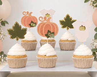 Little Pumpkin Cupcake Picks, Fall Baby Shower Decor, Gender Neutral Baby Sprinkle Party