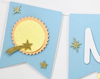 ONE Birthday Banner Space Birthday Banner First Trip Around The Sun Party Decor One Year Old Birthday Party Decor Space Decor 1st Birthday