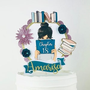 Book Lover Cake Topper Literary Birthday Book Cake Topper 18th Birthday Decorations Personalized Book Cake Topper Novel Cake Decoration