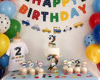 Transportation Birthday Party Decorations Personalized Birthday Bundle Things That Go Party Decor Boy