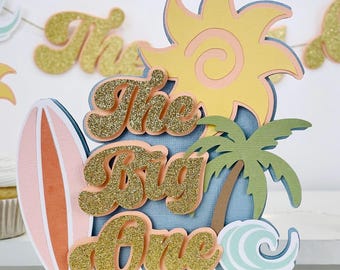 Surf Cake Topper Girl The Big One First Birthday Beach Theme Cake Decoration