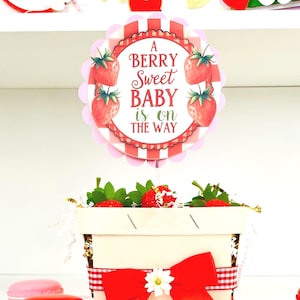 Berry Sweet Baby Shower Centerpiece Strawberry Baby Shower Bundle Girl Baby Shower Decor Berry Theme Party Berry Sweet Baby Is On Her Way