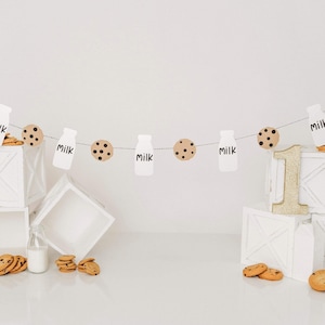 Milk And Cookies Birthday Banner Cookies And Milk Themed Birthday ONE Cookie Cake Smash Photography Photo Props Cookie Birthday Decor